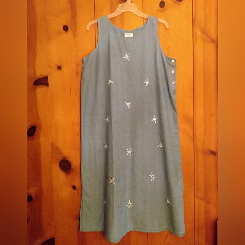 Amanda Stewart Leisurewear Midi Cotton Tank Dress w/Embroidery Detail